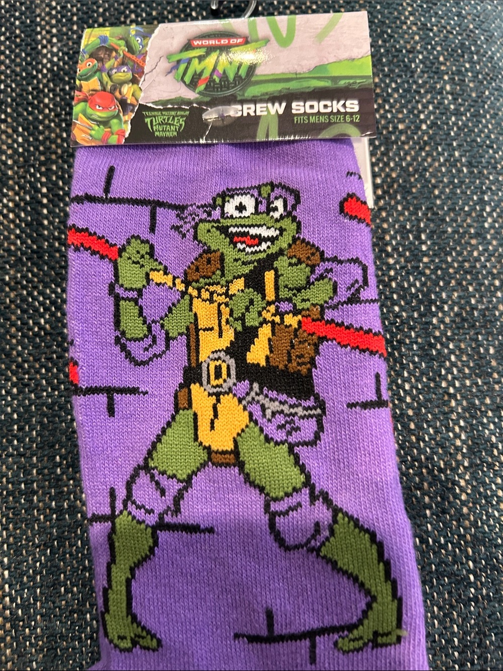 Teenage Mutant Ninja Turtles Purple Crew Socks - TMNT Graphic